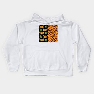 Tiger Stripes And Prowling Tiger Half And Half Kids Hoodie